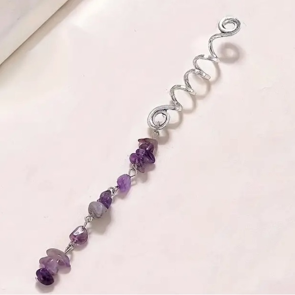 ๐ 2/$15 Amethyst Hair Cuffs for Braids & Dreadlocks! Unique Hair Jewelry Set! - Picture 8 of 8